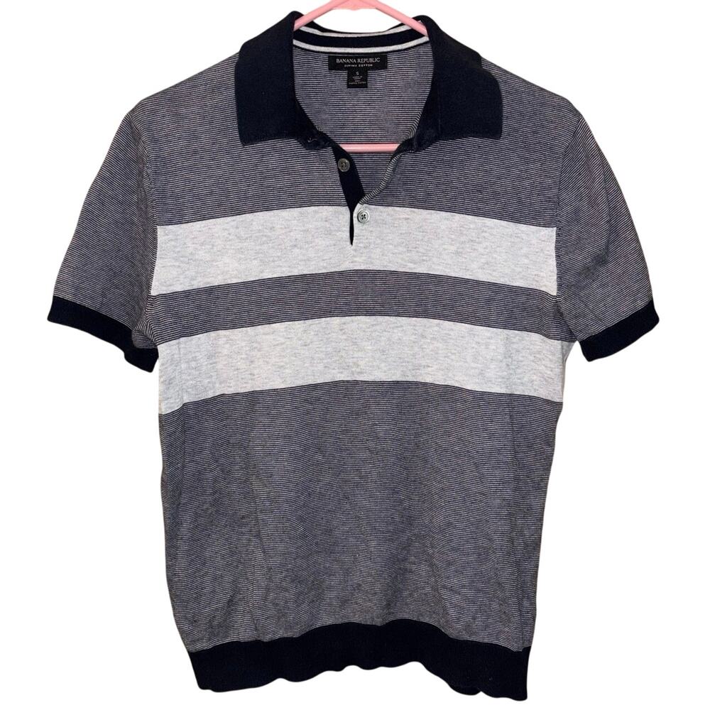 Banana Republic men’s striped sweater polo 100% supima cotton (size small)